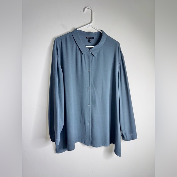 Eileen Fisher Tops - Eileen Fisher Silk Georgette Crepe Classic Collar Shirt